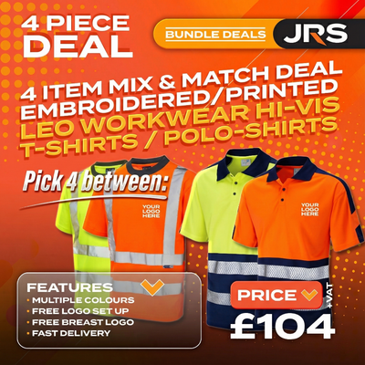 4x Embroidered Workwear Hi-Vis Polo Shirts Bundle