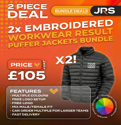 2x Embroidered Workwear Result Puffer Jackets Bundle
