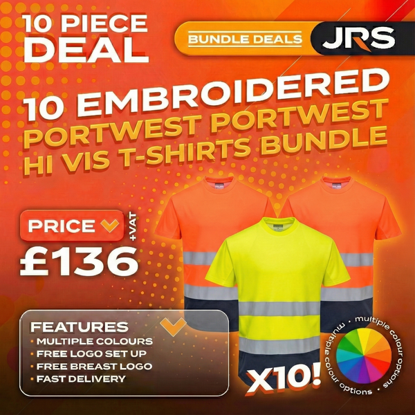 10x Embroidered Workwear Portwest Hi-Vis T-Shirts Bundle