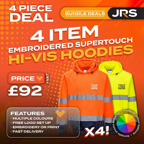 4x Embroidered Workwear Supertouch Hi-Vis Hoodies Bundle