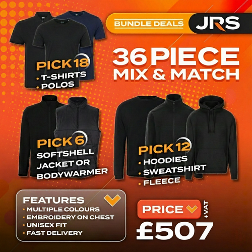36 Item Embroidered/Printed Workwear Bundle Deal (Hoodies, Polo, Jackets & Gilet)