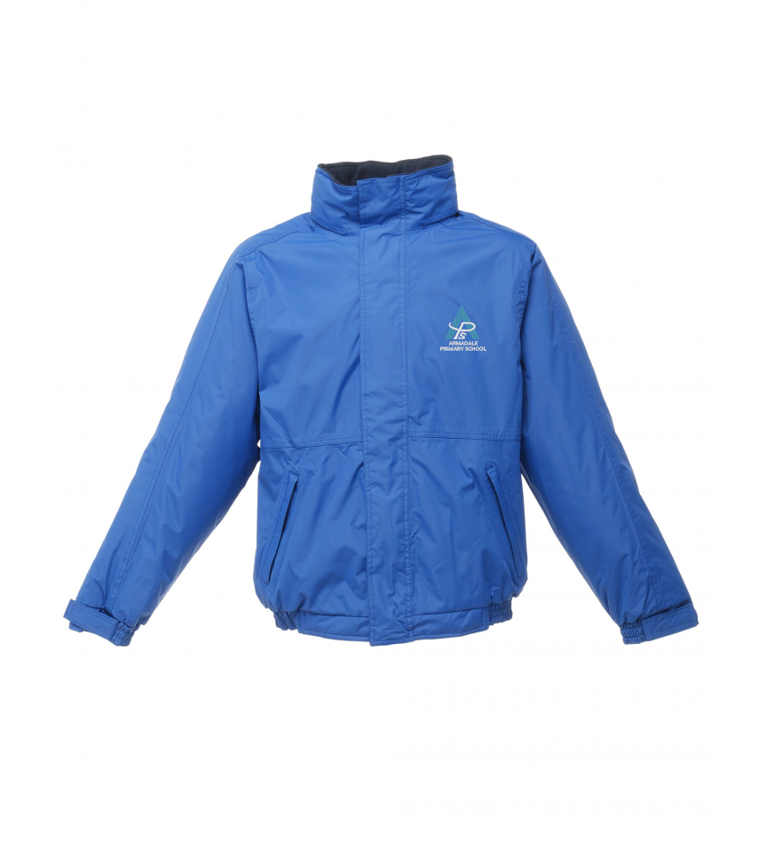 The adult's version of the royal blue Armadale PS 2-in-1 fleece jacket with school logo.