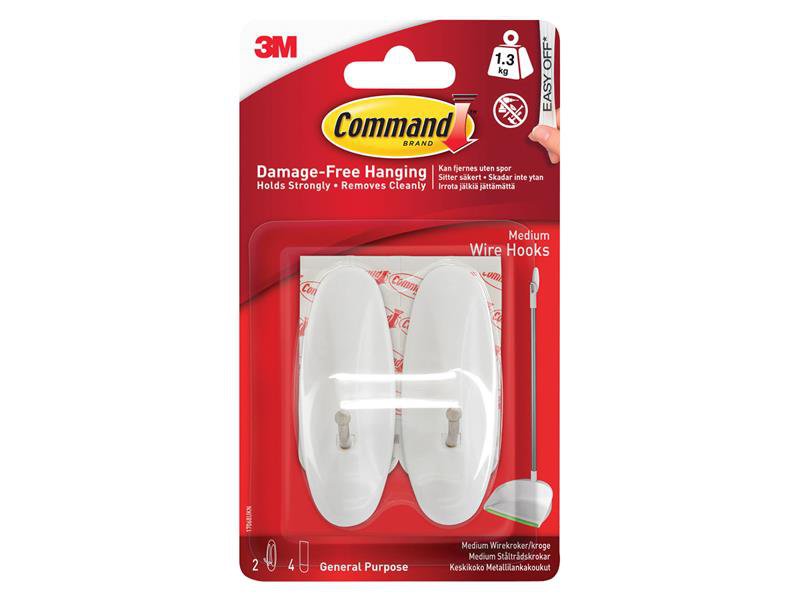 Command Medium Wire Hooks (Pack 2)