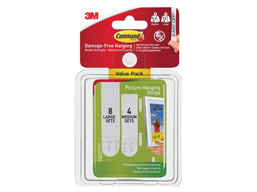 Command Picture Hanging Strips Set, Medium & Large (Pack 12)