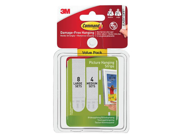 Command Picture Hanging Strips Set, Medium & Large (Pack 12)