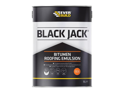 Everbuild Sika Black Jack 906 Bitumen Roofing Emulsion 5 litre