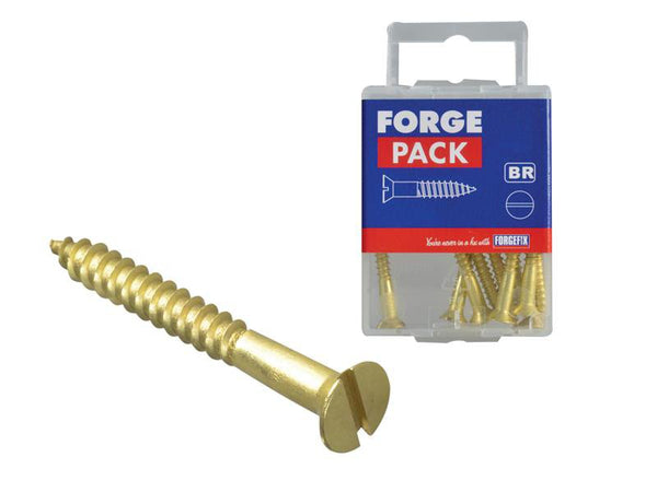 ForgeFix Wood Screws, Slotted, CSK, Brass