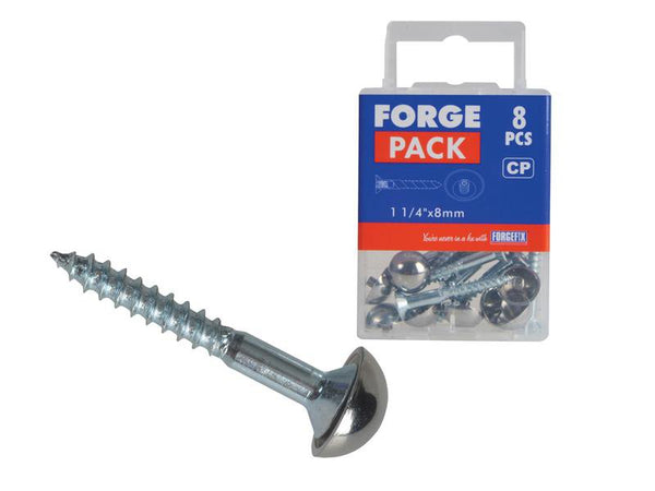 ForgeFix Mirror Screws, Chrome Domed Top, ZP