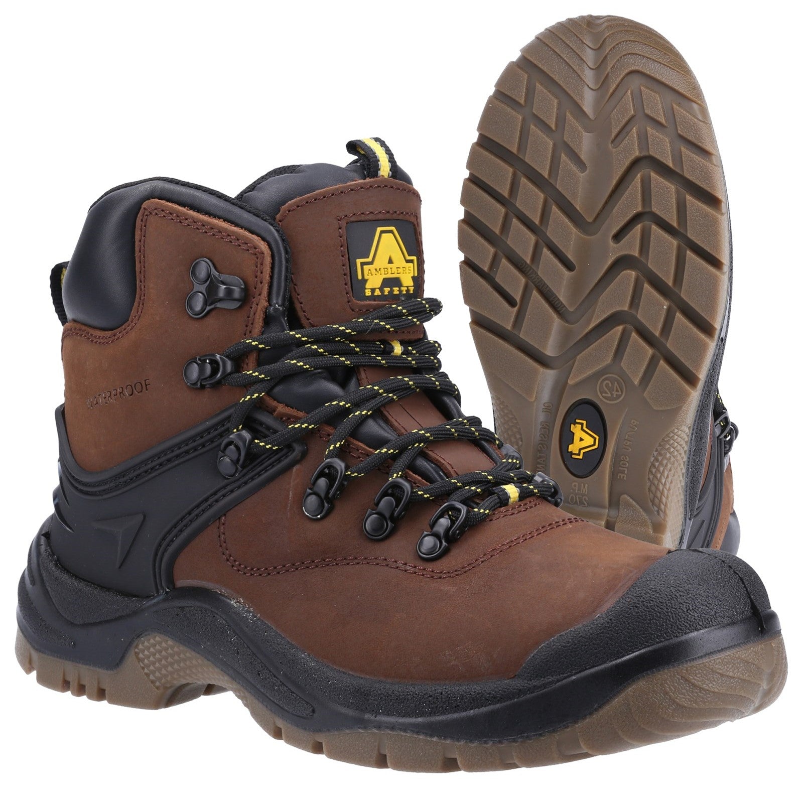 Rear profile of the Amblers FS197 safety boot showing ankle support.