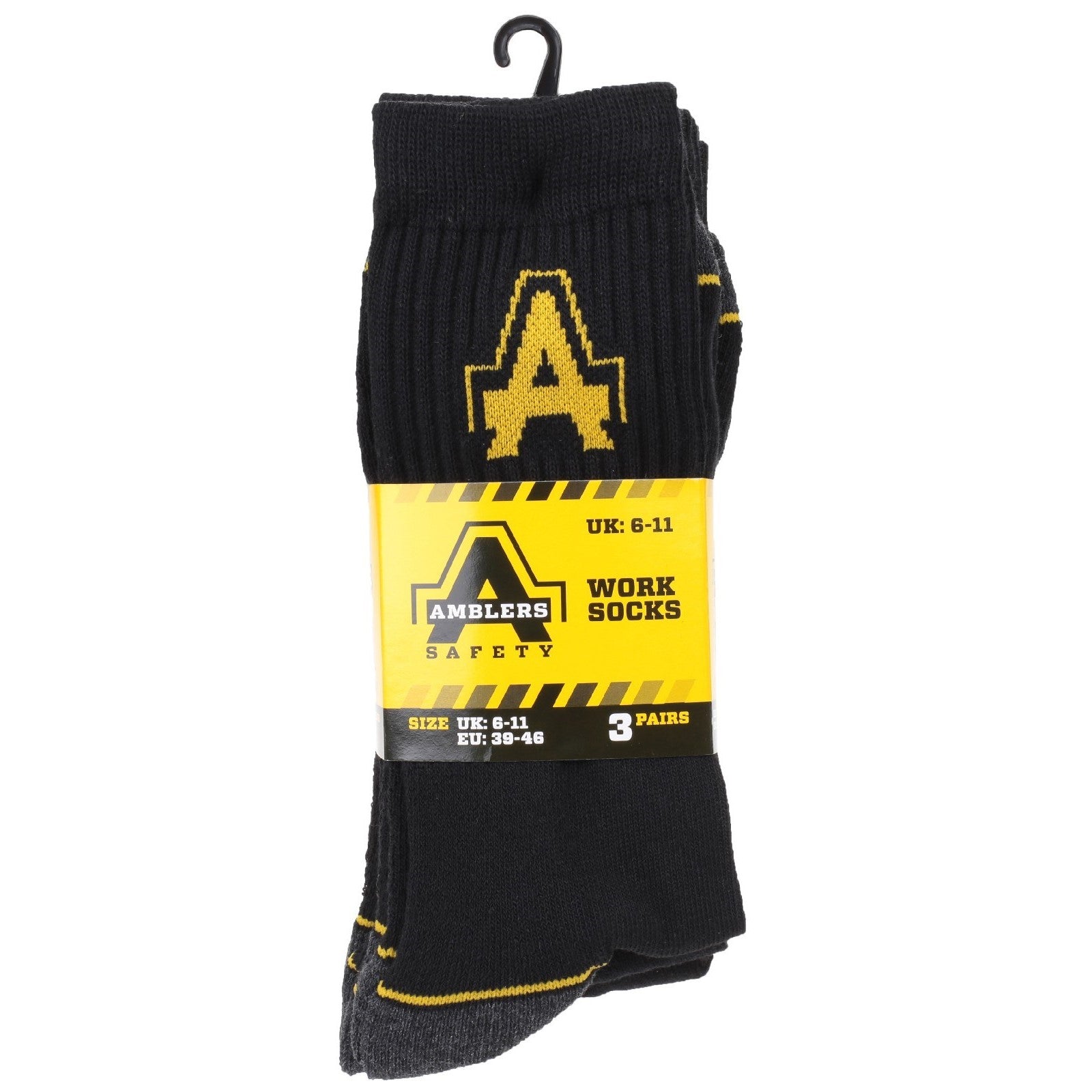 Unfolded view of a single pair of Amblers heavy-duty work socks.