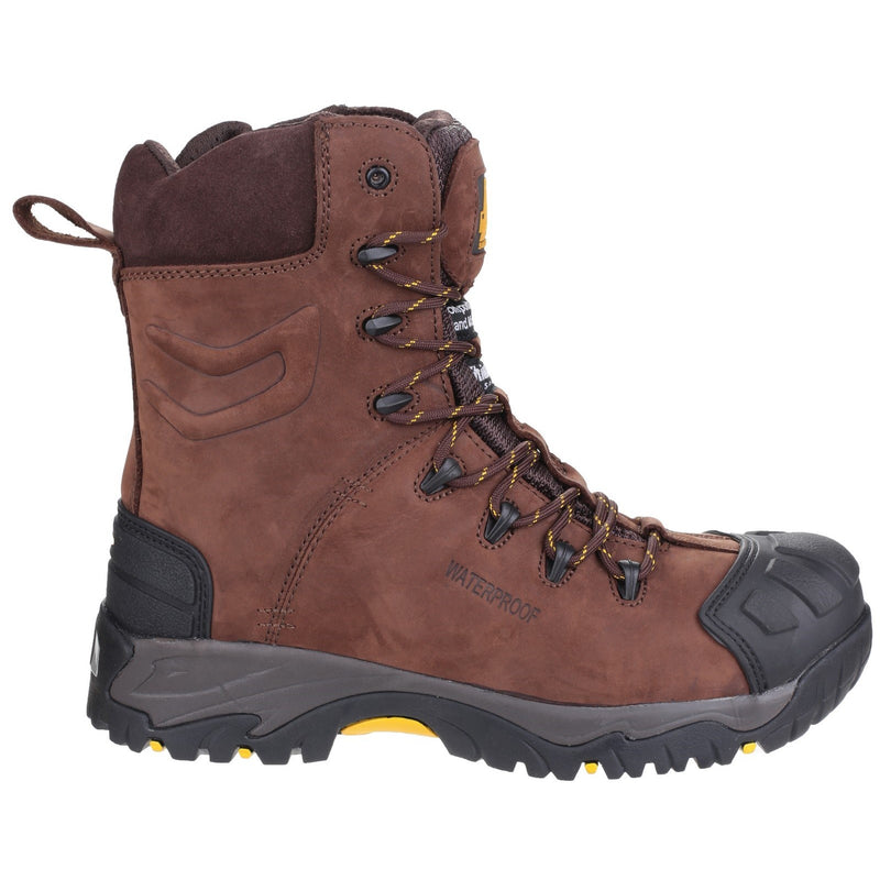 Close-up of the padded collar and lining of the AS995 Pillar hi-leg boot.