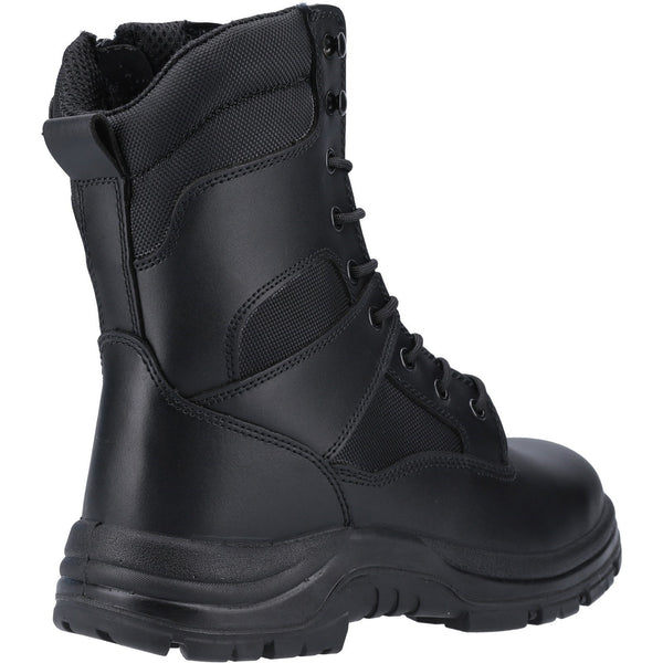Side view of the black FS008 hi-leg safety boot.