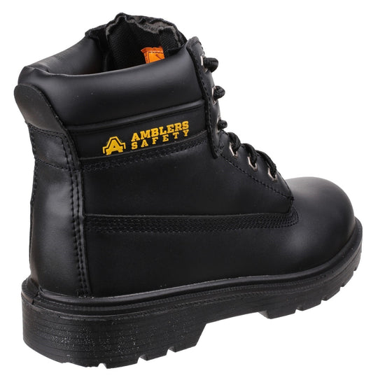 Side view of the black Amblers FS112 safety boot.