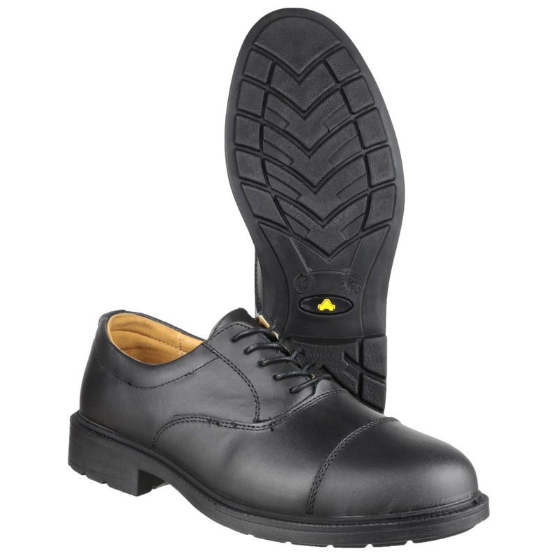 Heel view of the Amblers FS43 leather work safety shoe.