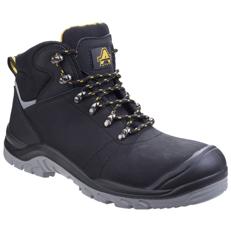 Close-up material shot of the AS252 water-resistant leather boot.