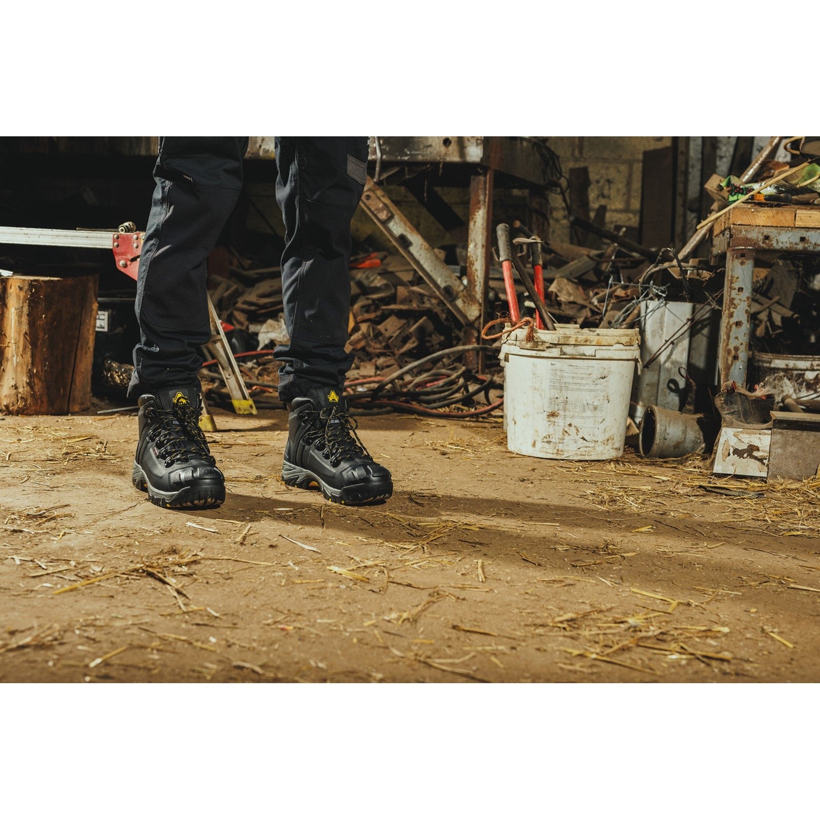Amblers AS965C Stone safety boot in black with contrast stitching.
