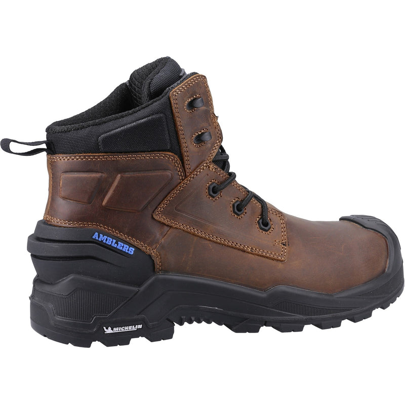 Side profile of the black leather 980C safety boot.