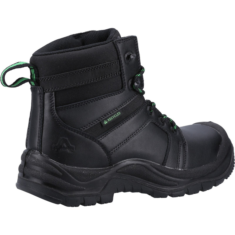 Side view of the black Amblers 502 safety boots.