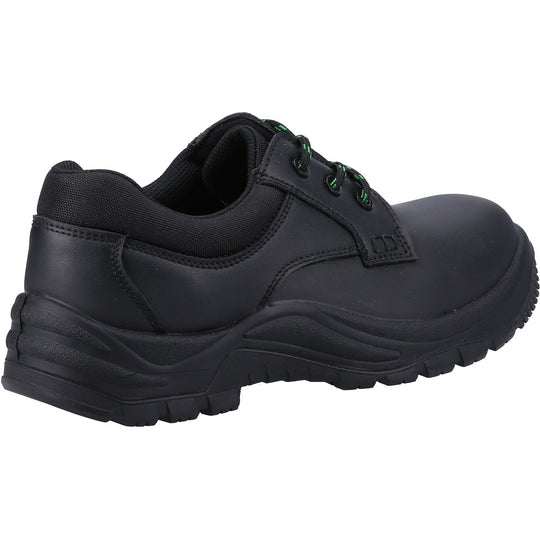 Side profile of the black Amblers 504 safety shoes.