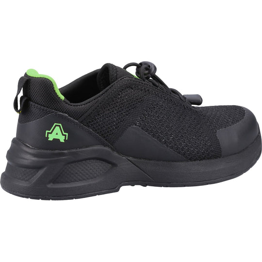 Side profile of the black Amblers 610 safety trainers.