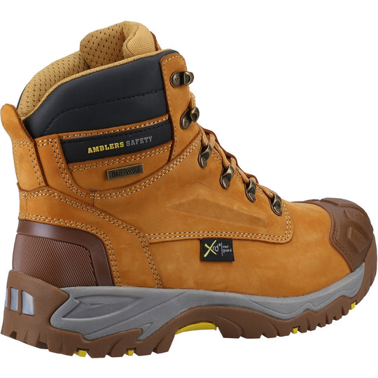 Side view of the brown leather Amblers 986 boots.