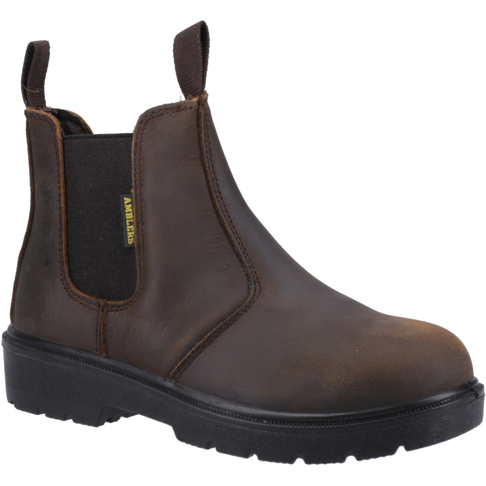 Amblers FS128 hardwearing pull-on safety dealer boot in brown.