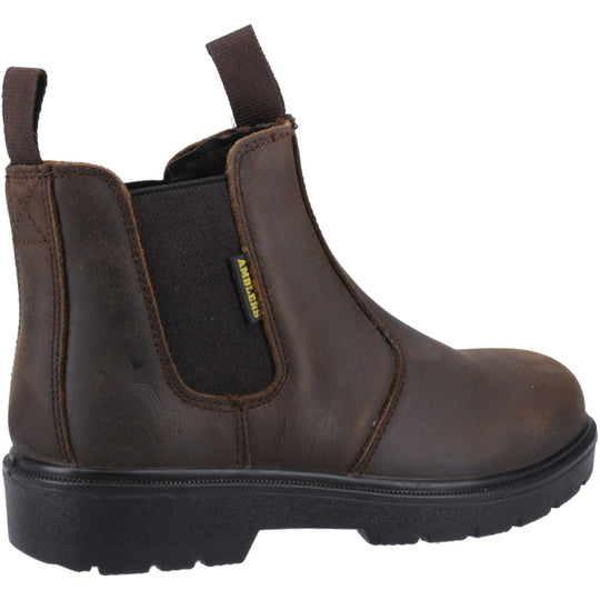 Side of the brown leather FS128 dealer boot.