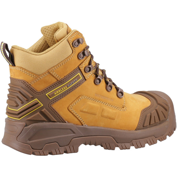 Side view of the brown Ignite safety boot.