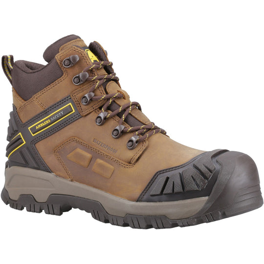 Amblers Quarry safety boot in brown leather.