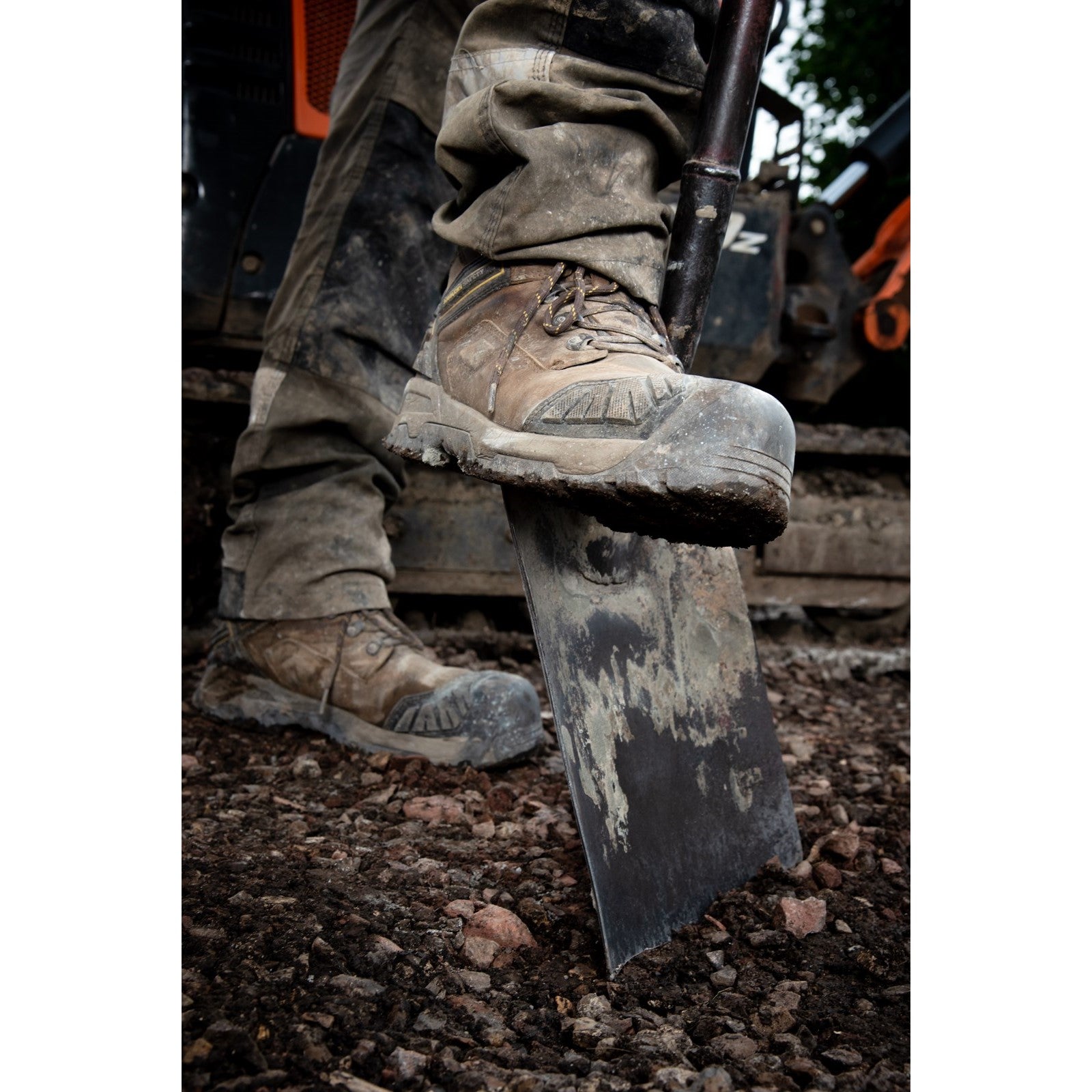 Toe cap area of the brown leather Quarry boot.