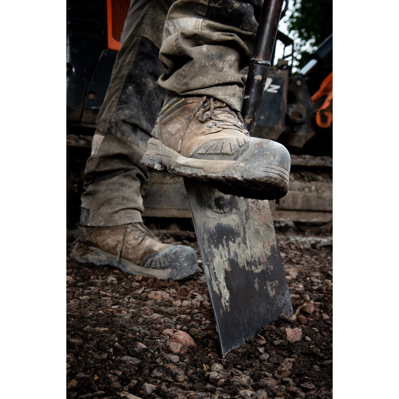 Toe cap area of the brown leather Quarry boot.