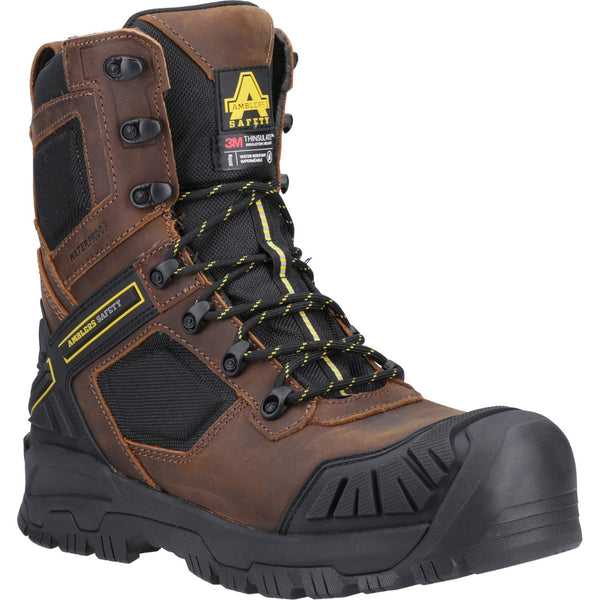 Amblers Detonate safety boot in brown with brown accents.