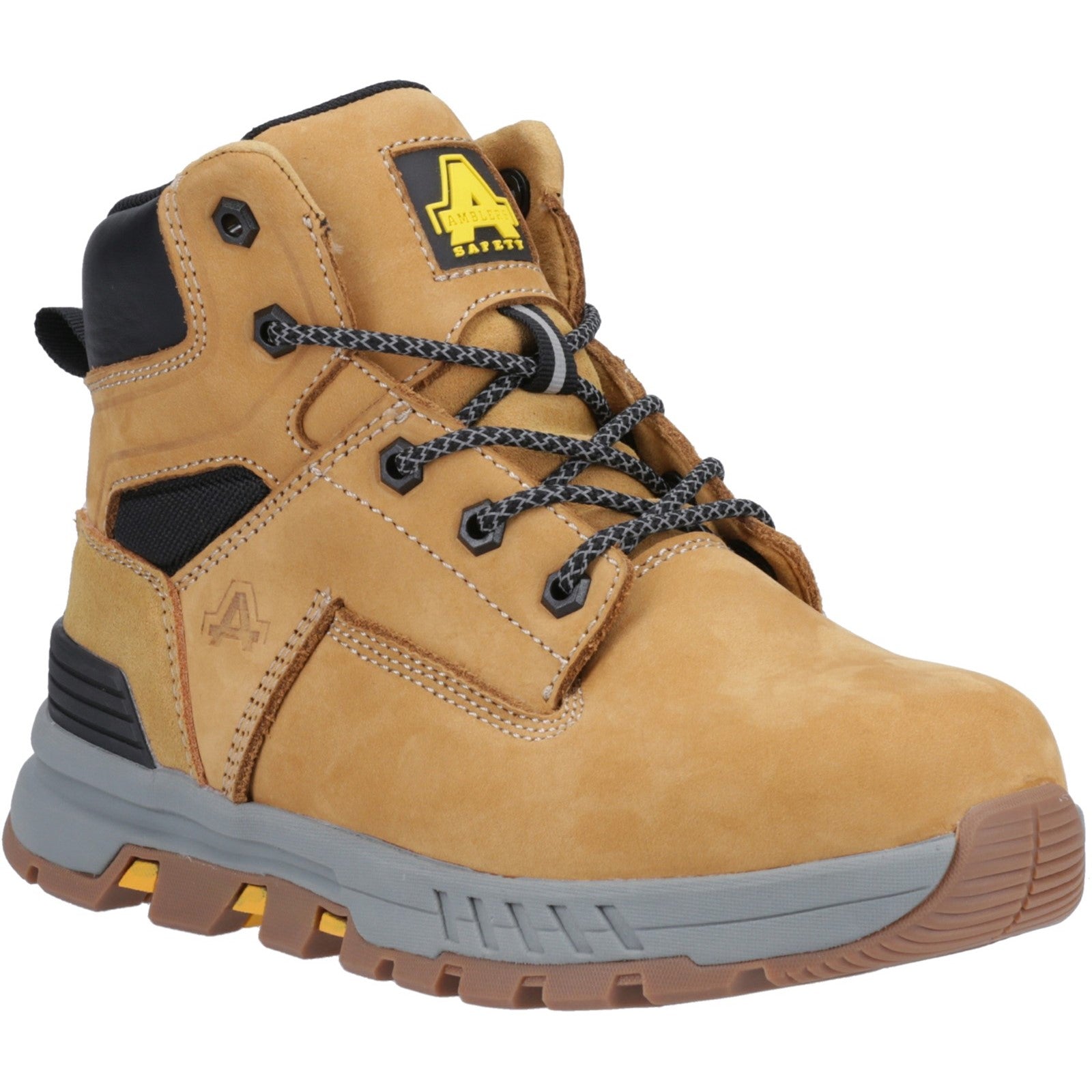 Side view of the black AS613 Elena safety boot.