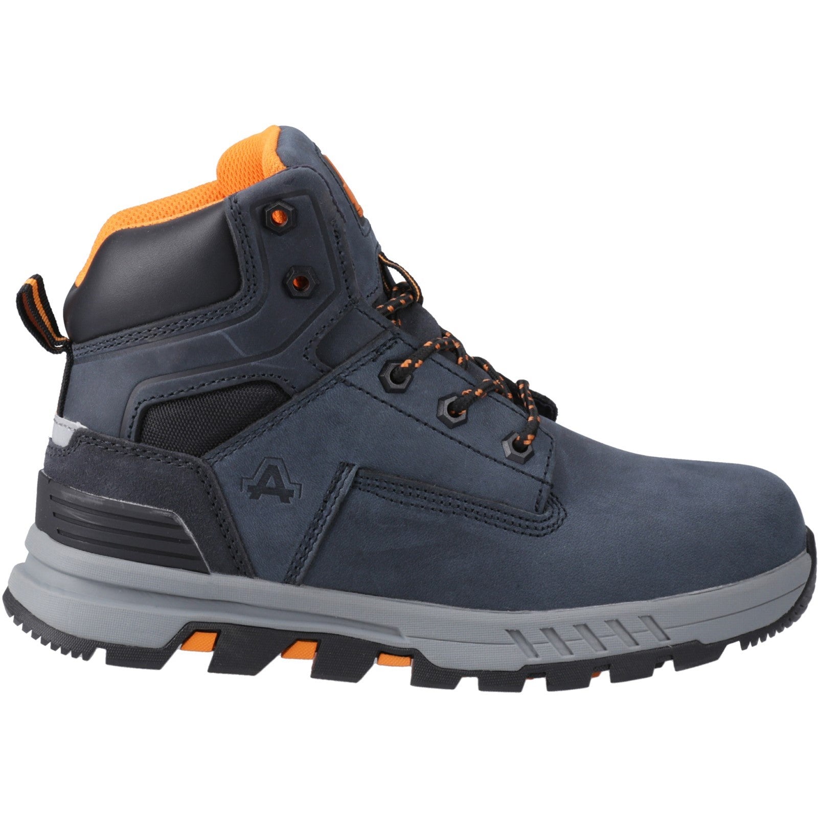 On-foot angled shot of the grey AS613 Elena boot.