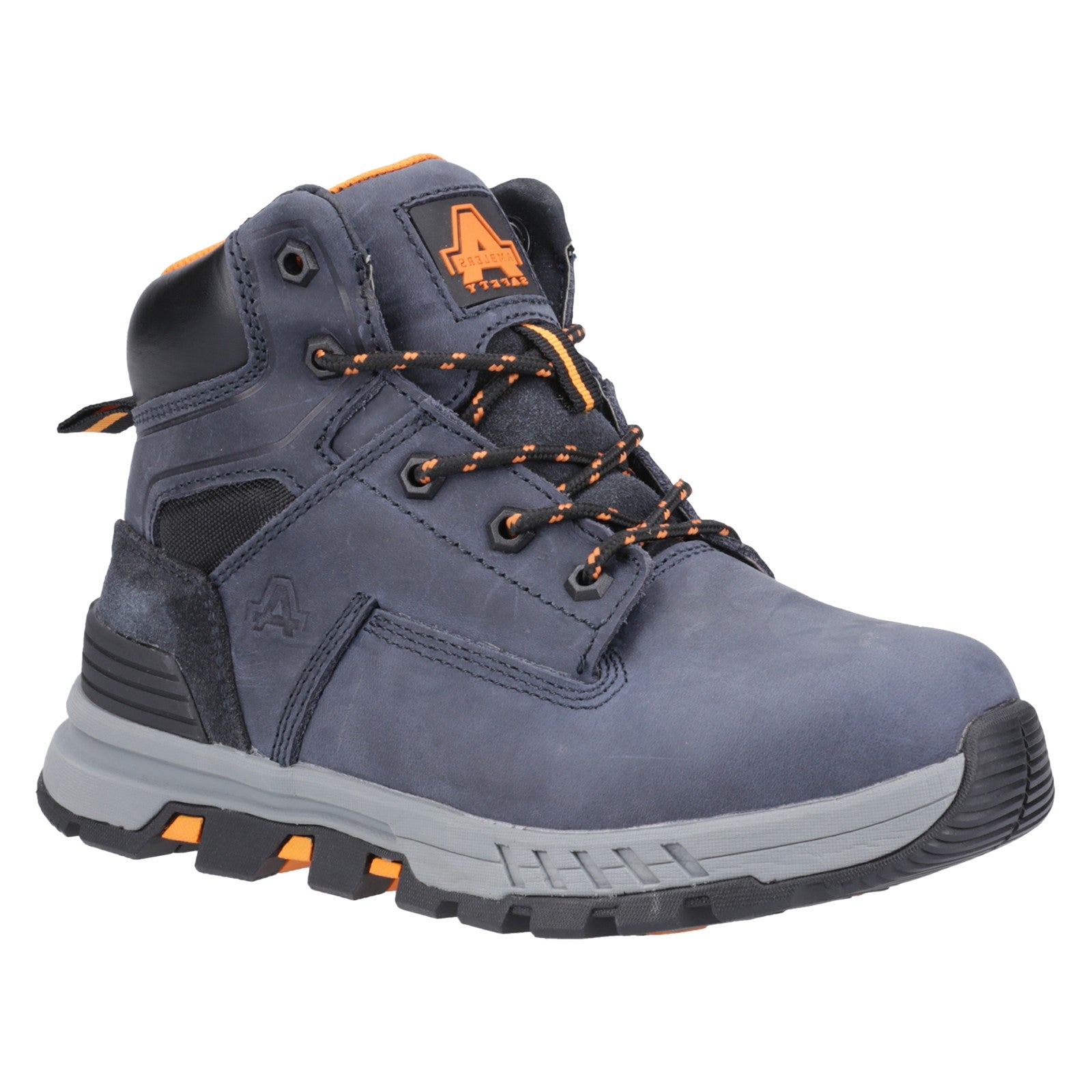 On-foot side view of the grey Amblers AS613 Elena boot.
