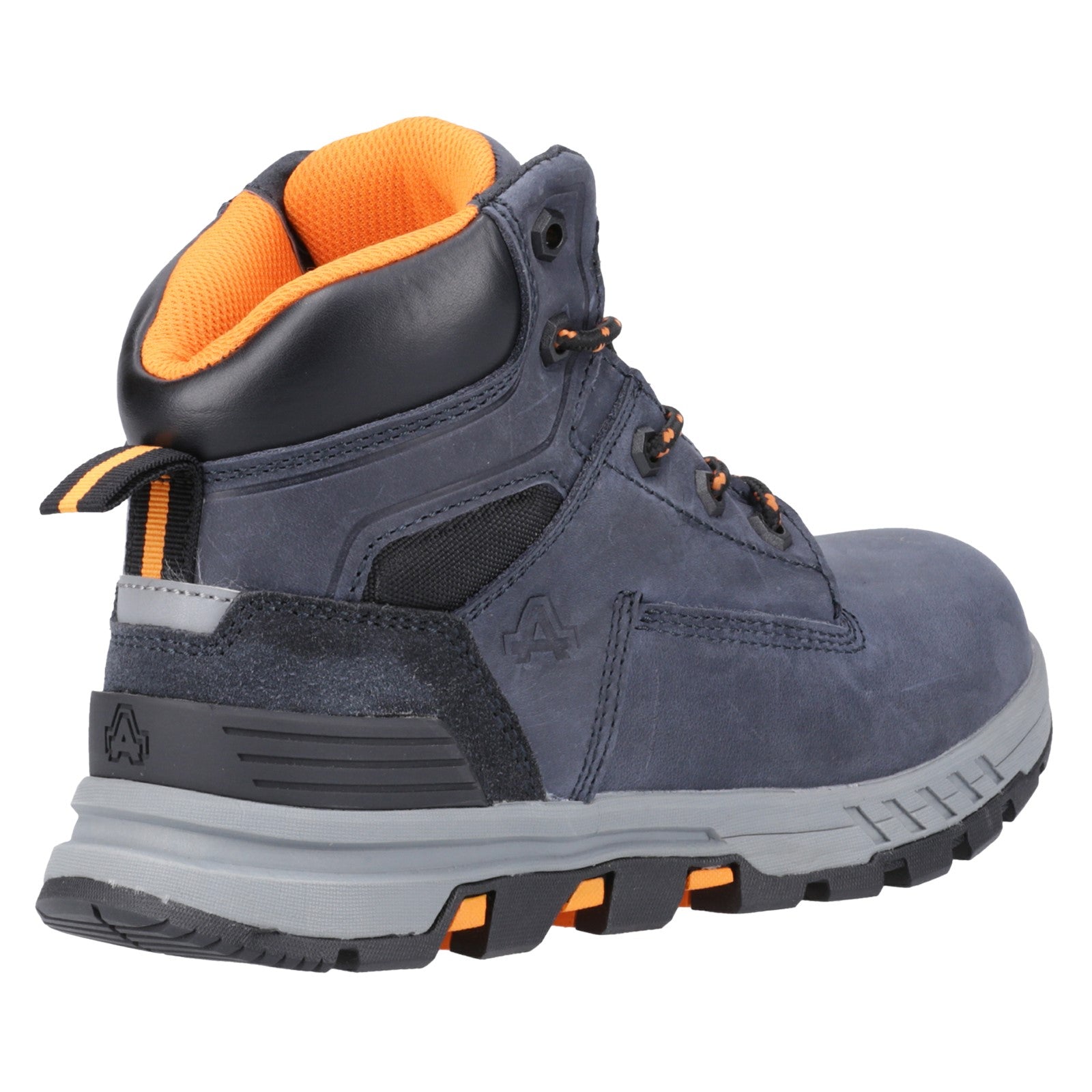 On-foot top view of the grey AS613 Elena safety boot.