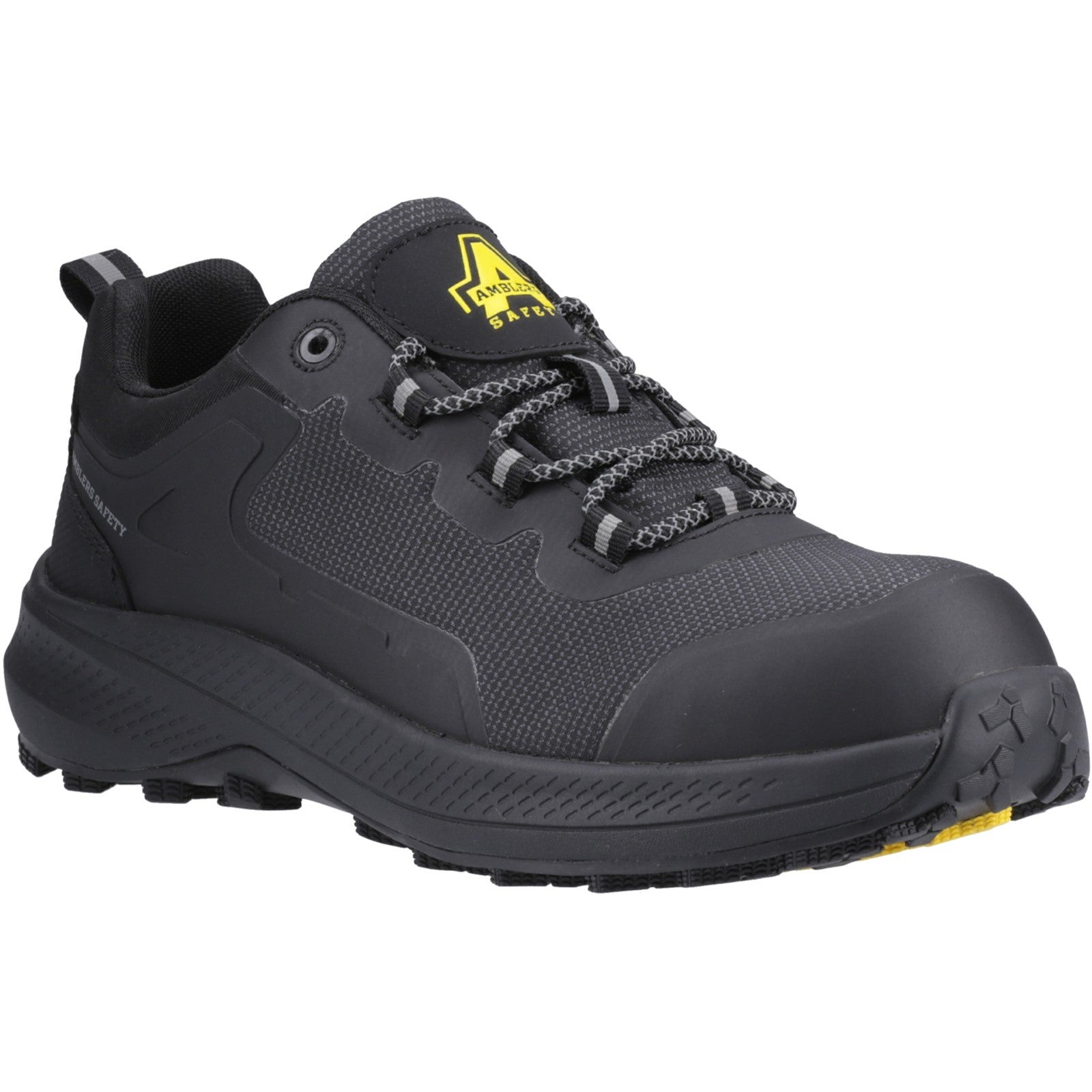 Side view of the grey and orange AS322C Tarka safety trainer.
