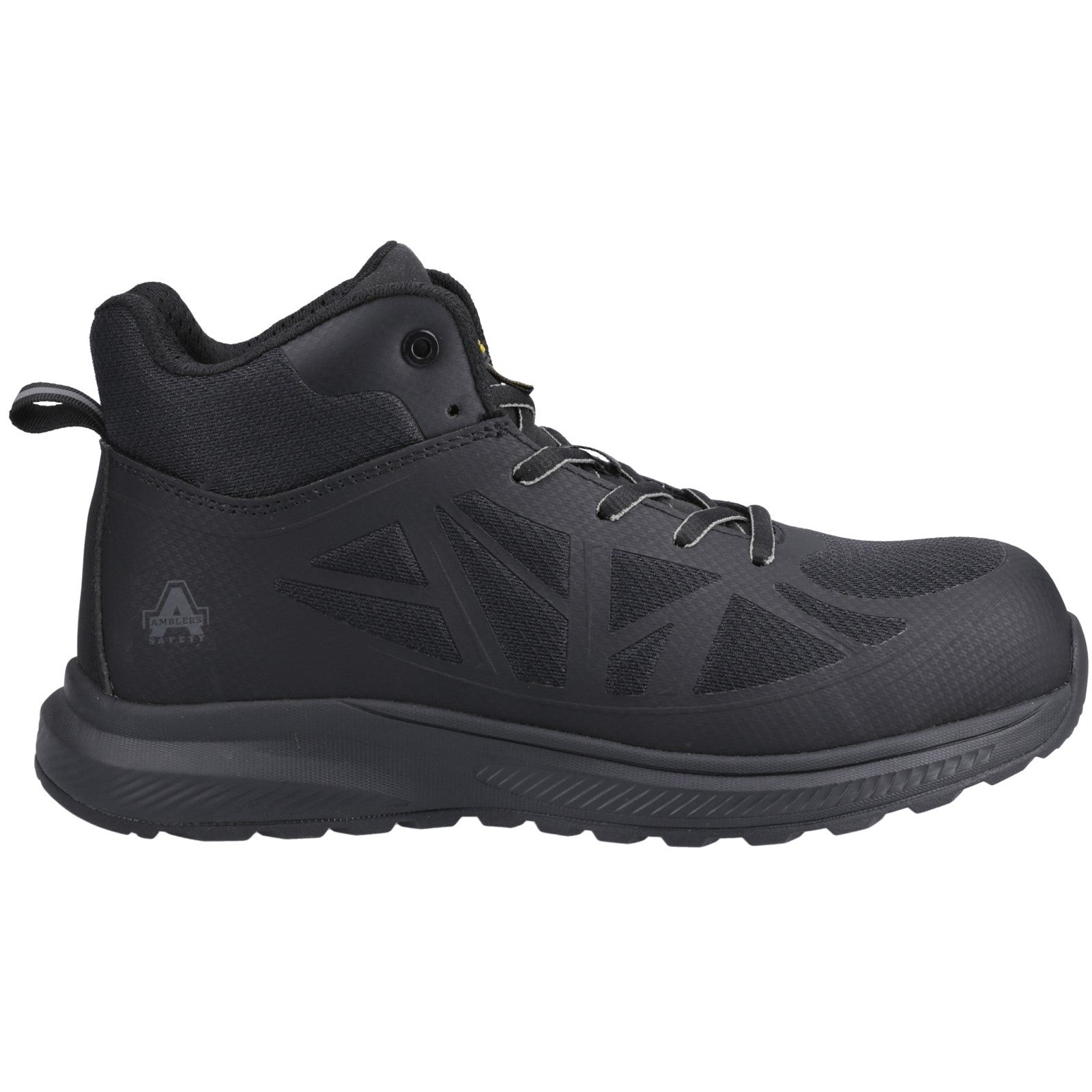 Amblers Mary ladies' safety boot in black with pink floral lining.