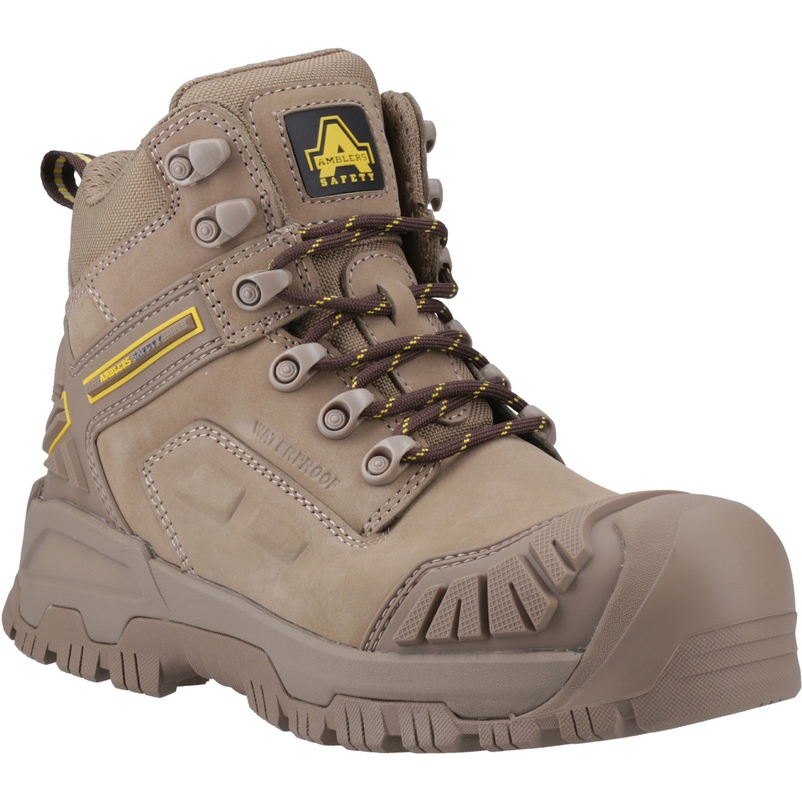 Side profile of the black Mary safety boot.