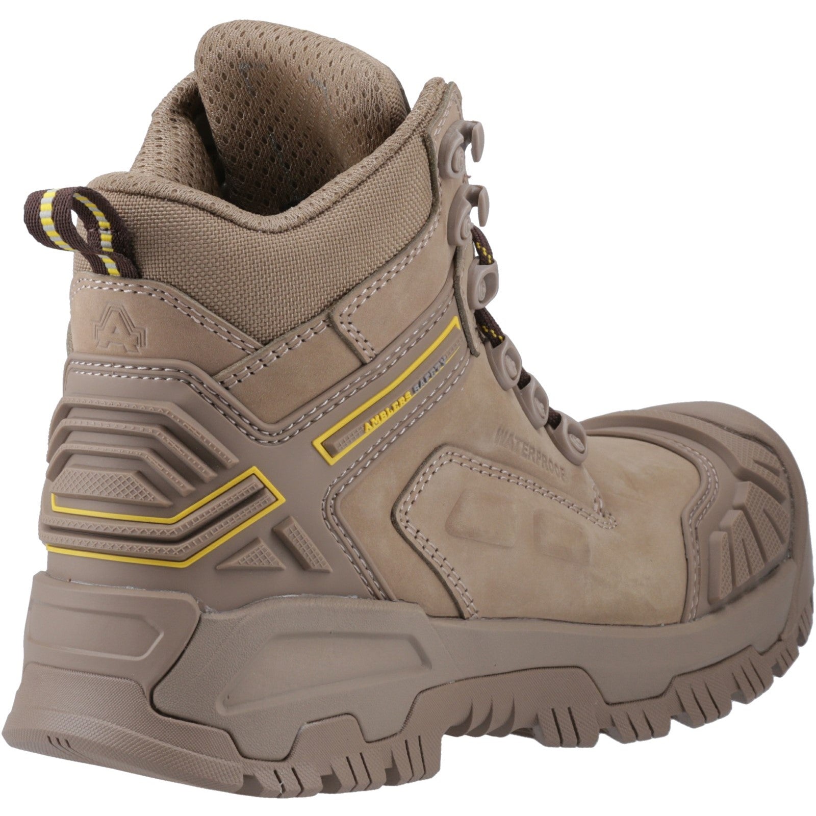 Top view showing the pink laces of the Mary safety boot.