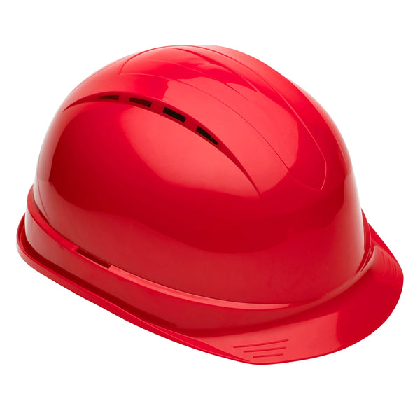Supertouch safety helmet in Red for workplace head safety.