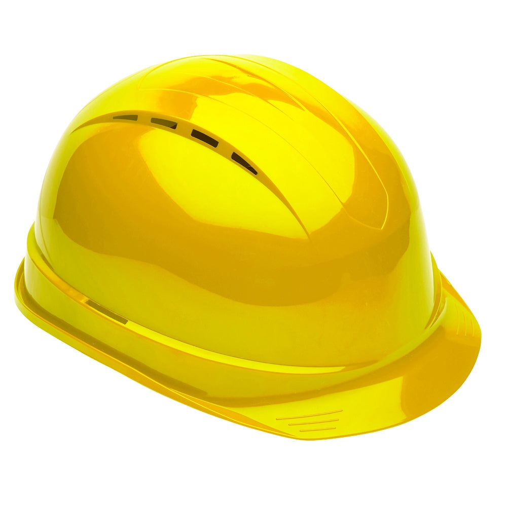Supertouch safety helmet in yellow for high visibility.