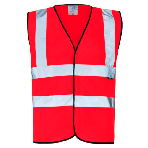 Supertouch Supertouch Hi Vis Red Long Sleeved Velcro Vest