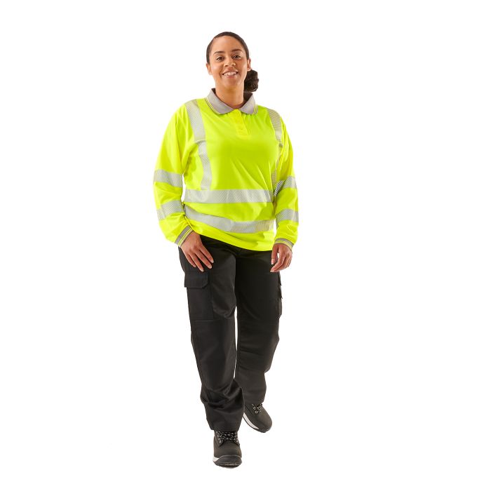 Supertouch Ladies Long Sleeve Hi Vis Jaya Birds Eye Polo