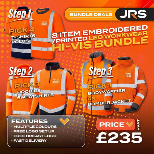 8 Item Premium Embroidered/Printed Leo Workwear Hi-Vis Bundle Deal
