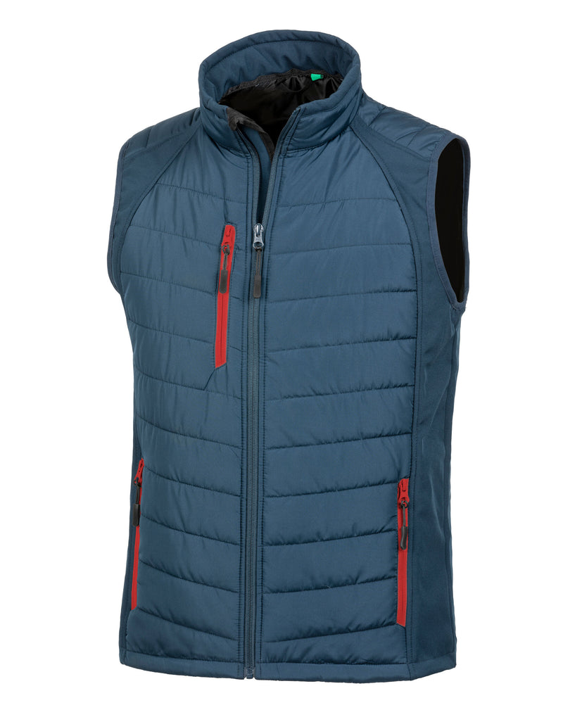 Result Recycled Compass Padded Softshell Gilet - Navy/Red