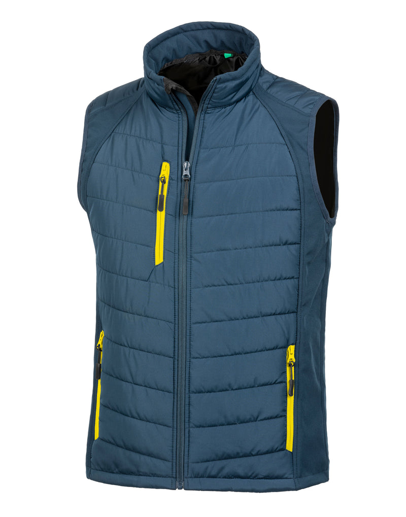 Result Recycled Compass Padded Softshell Gilet - Navy/Yellow