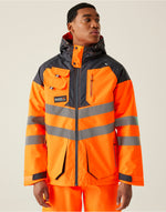 Regatta High Visibility TRA340 Hi-Vis Parka Jacket - Orange/Grey