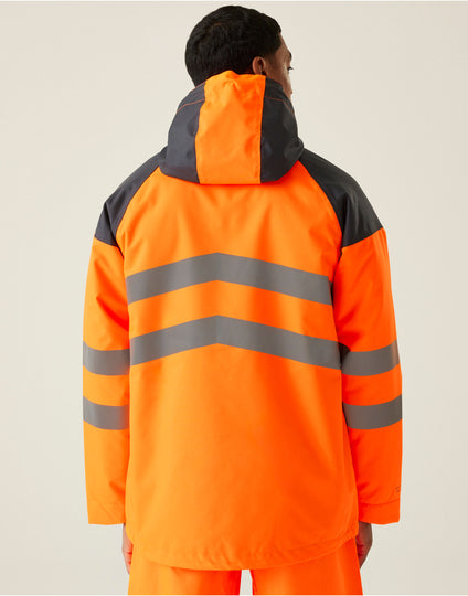 Regatta High Visibility TRA340 Hi-Vis Parka Jacket - Orange/Grey