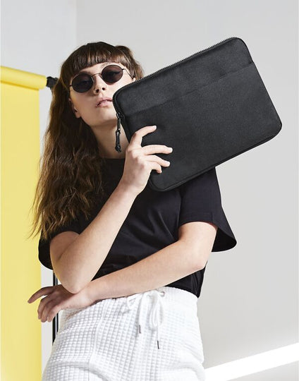 Angled view of the Bagbase Essential 13" Laptop Case, showing its slim and protective design.
